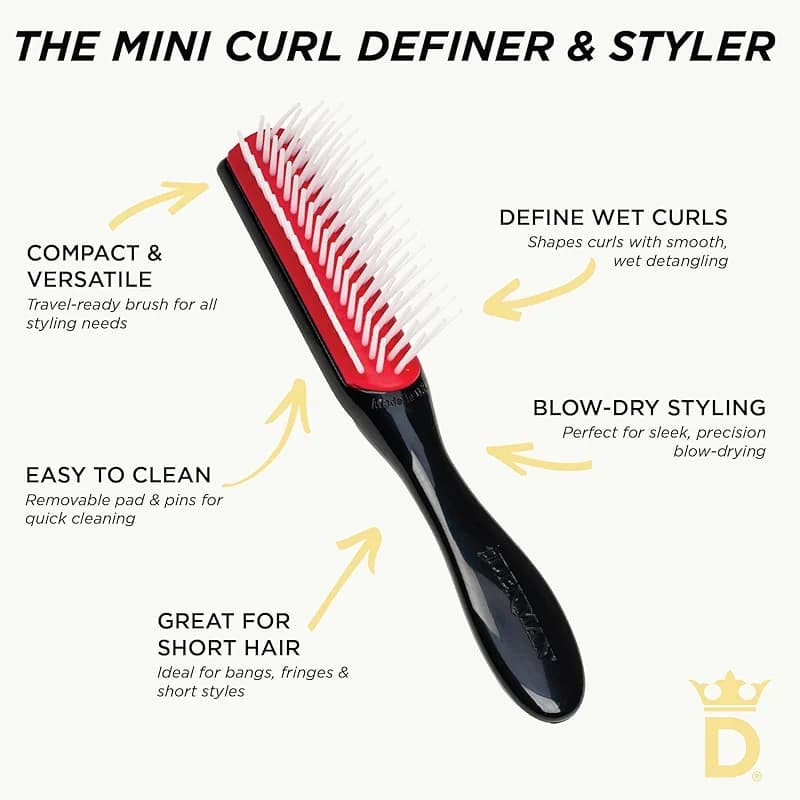 Denman Mini Curl Definer & Styler 5 Row Hairbrush for Detangling — image 2