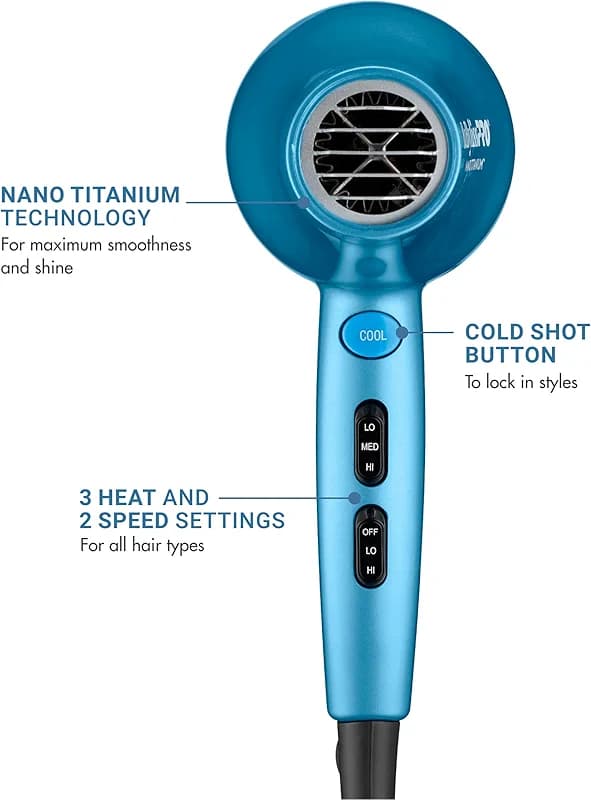 BaBylissPRO Nano Titanium 2000-Watt Blow Dryer with Concentrator Nozzle