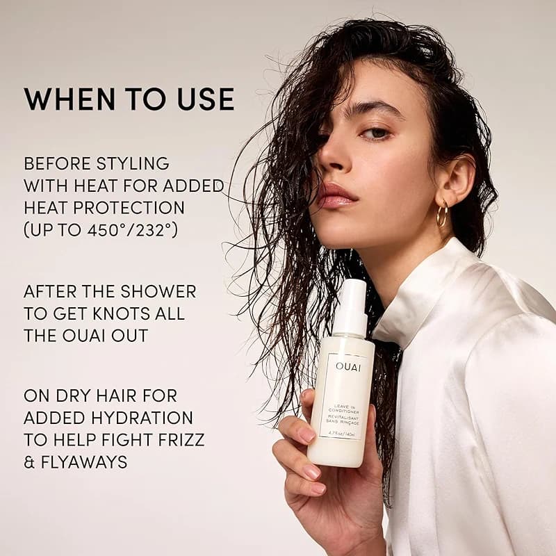 OUAI Leave In Conditioner & Heat Protectant for Hair - Prep Hair for — image 3